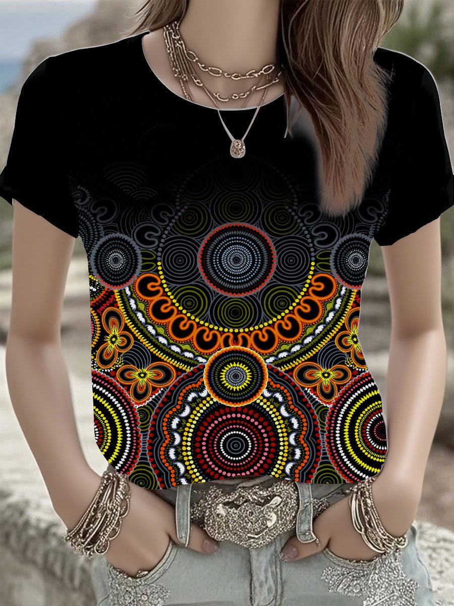 Women's  AU Aboriginal Culture Printed short-sleeved T-shirt