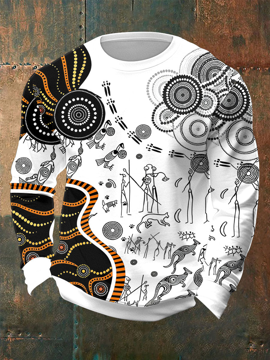 Men's  AU Aboriginal Culture Printed Crew Neck Sweatshirt