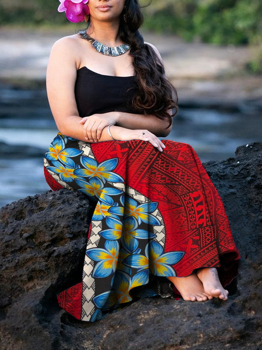 Women's Samoa Polynesian Vacation Style Art Printed Skirt