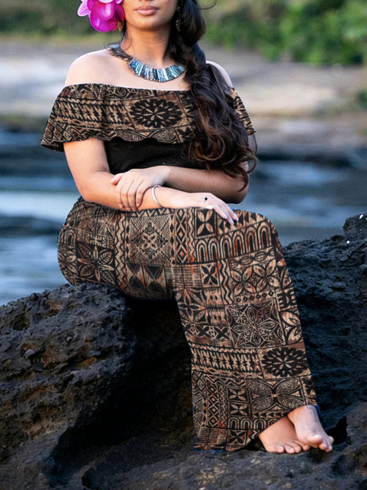 Women's Samoa Polynesian Vacation Style Art Printed Dress