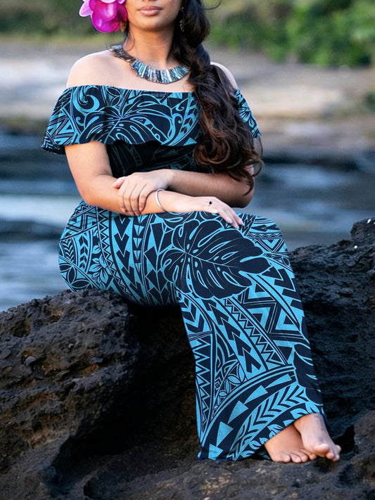 Women's Samoa Polynesian Vacation Style Art Printed Dress