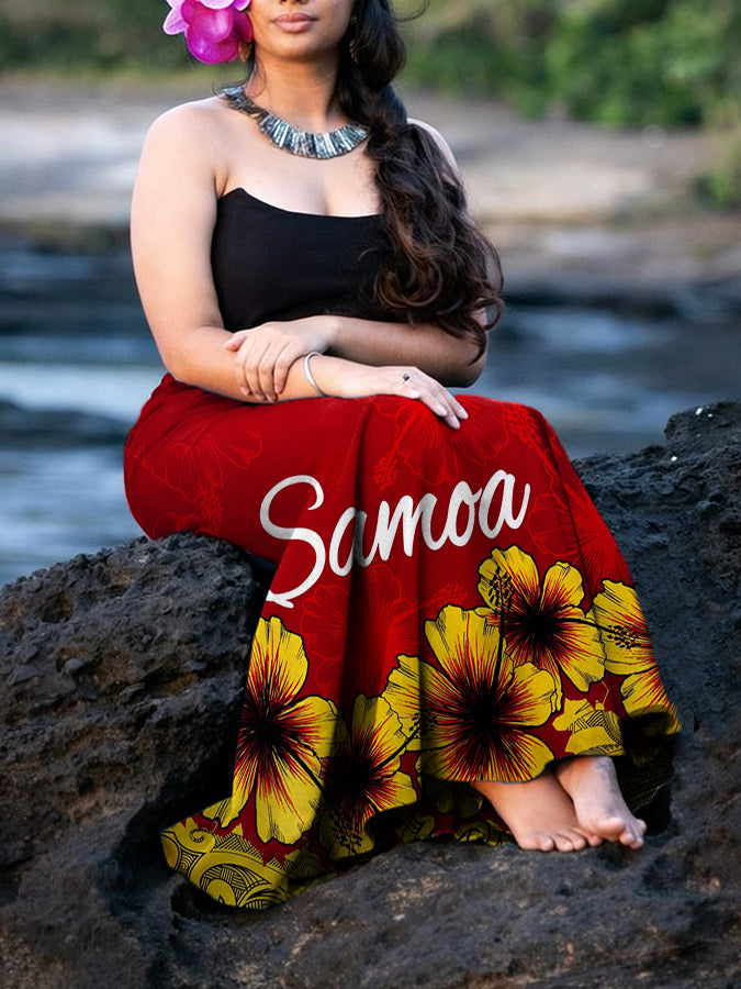 Women's Samoa Polynesian Vacation Style Art Printed Skirt