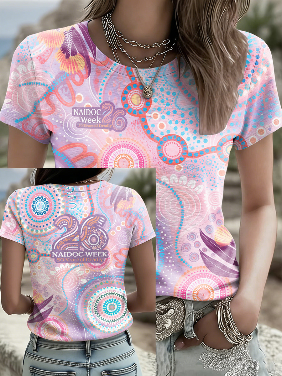 Women's AU Aboriginal Art NAIDOC Week Printed T-Shirt