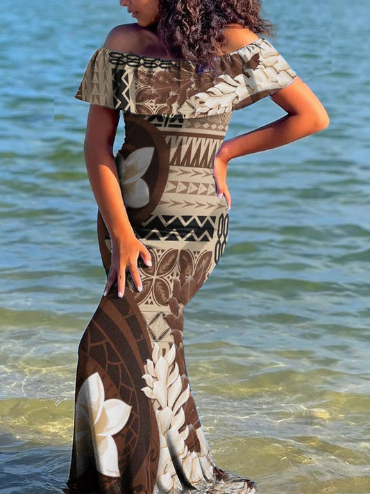 Women's Samoa Polynesian Vacation Style Art Printed Dress