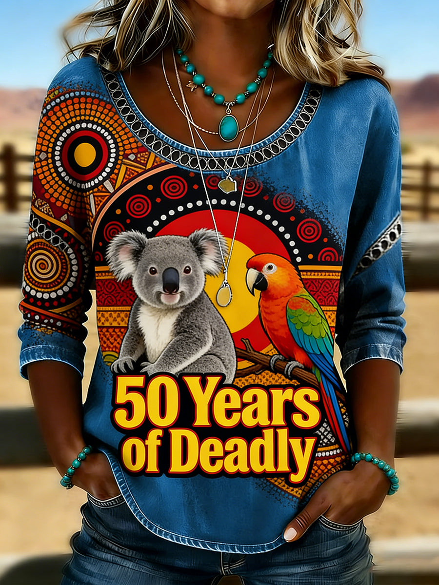 Retro Australian Art Print Casual Top
