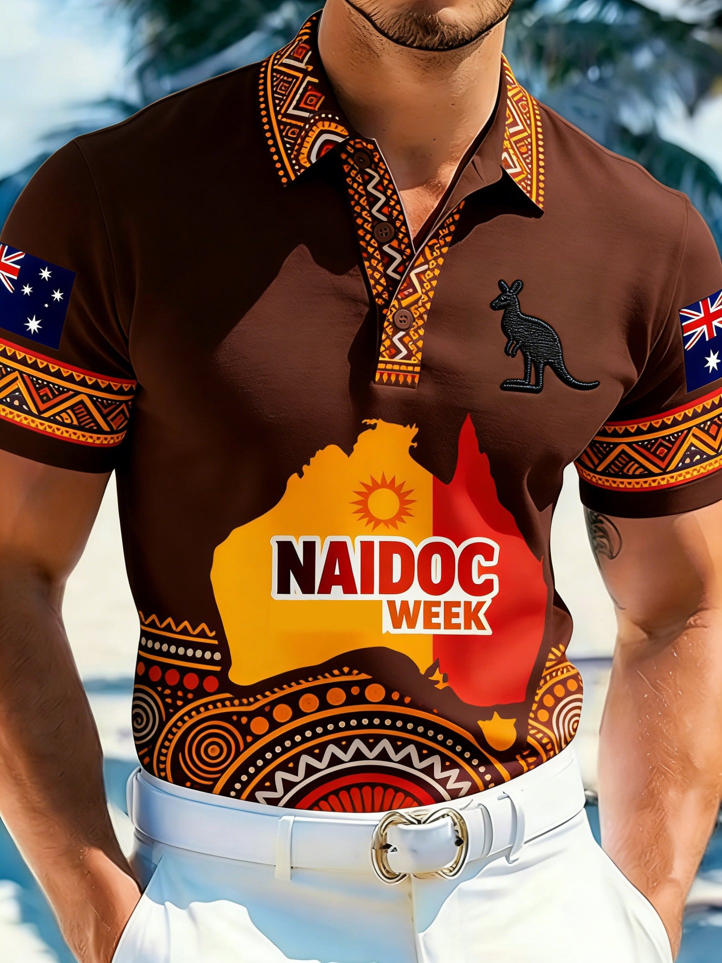 Men's Naidoc Week Print Polo Shirt