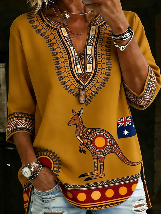 Women's Naidoc Week-Themed V-Neck Top