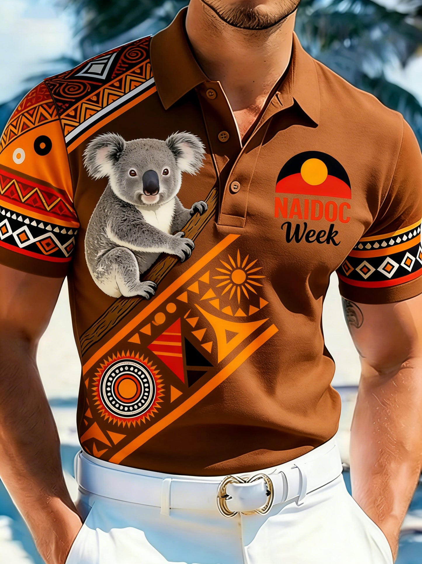 Men's Naidoc Week-Themed Printed Polo Shirt