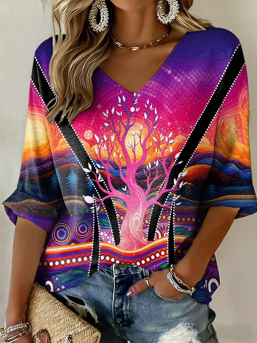Women's AU Aboriginal Culture Art NAIDOC Week Printed Casual Tops