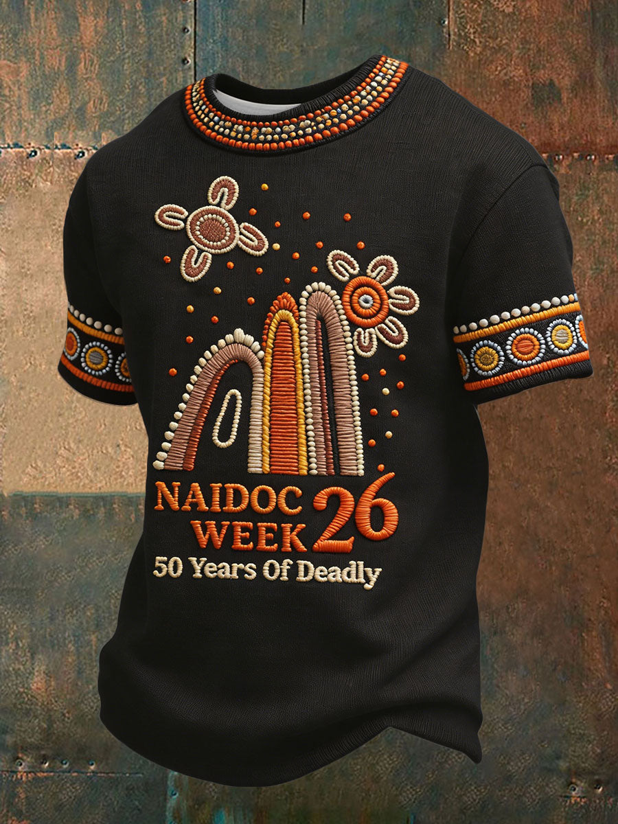 Men's AU Aboriginal Art NAIDOC Week 50 Years of Deadly Printed T-shirt
