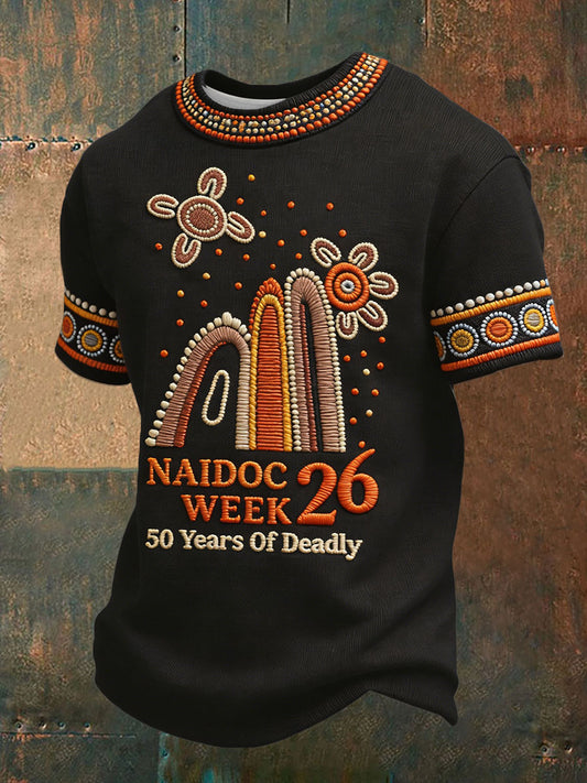 Men's AU Aboriginal Art NAIDOC Week 50 Years of Deadly Printed T-shirt