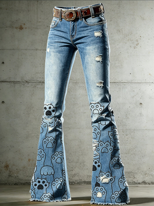 Women's Animal Art Print Flared Trousers