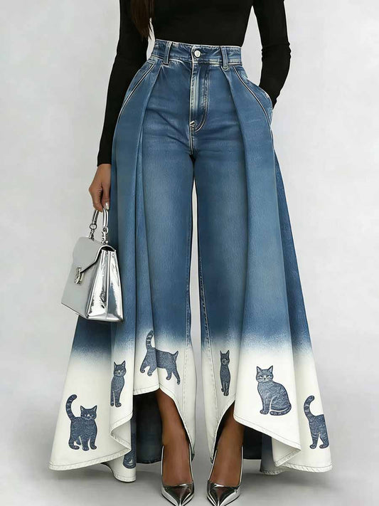 Women's Fashion Animal Print Casual Wide-Leg Pants