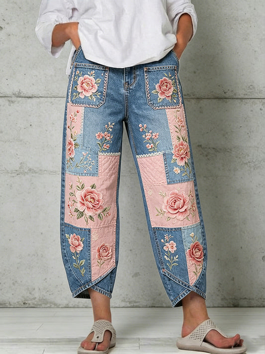 Women's Flower Art Print Trousers