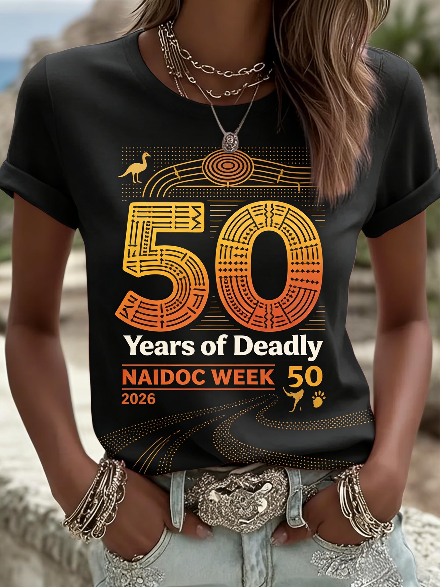 Women's AU Aboriginal Art NAIDOC Week Printed T-Shirt