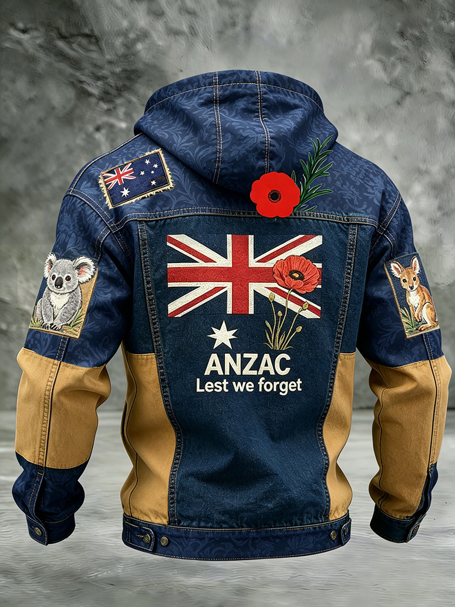 Retro Australian Art Print Casual Hoodie Jacket