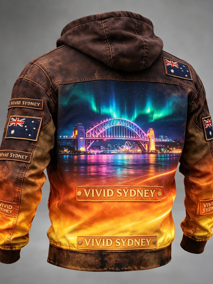 Retro Australia "Vivid Sydney" Art Print Casual Hooded Jacket