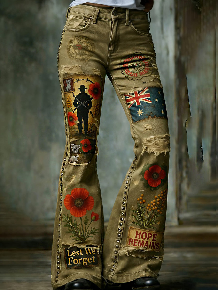 Retro Australian Art Print Casual & Comfortable Jeans