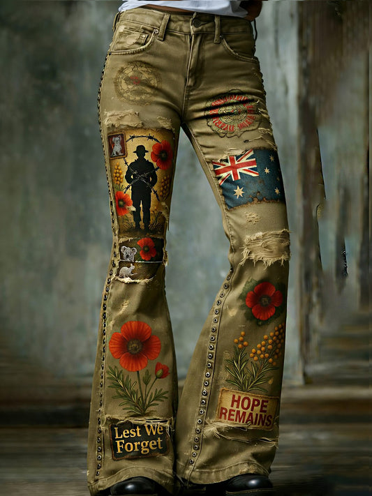 Retro Australian Art Print Casual & Comfortable Jeans