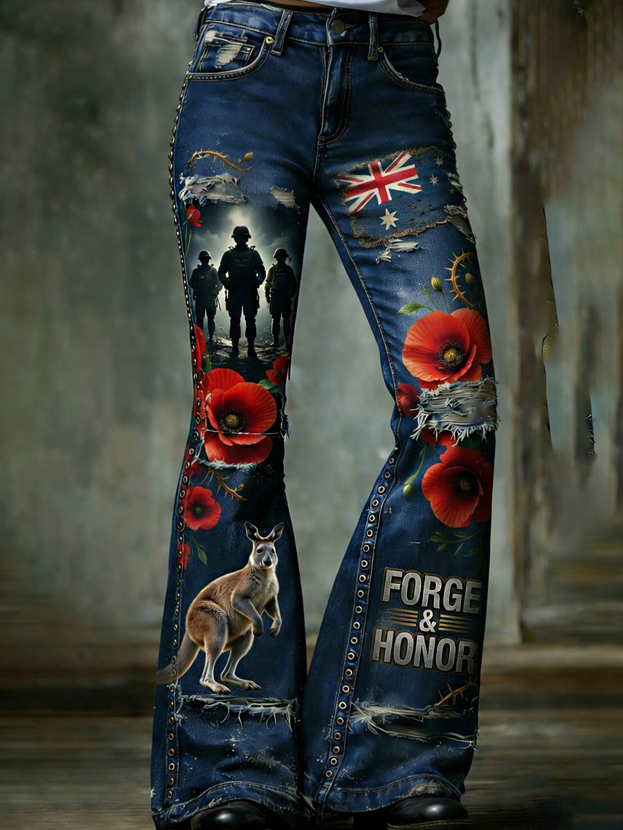 Retro Australian Art Print Casual & Comfortable Jeans