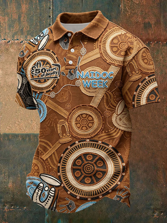 Men's Naidoc Week Aboriginal Spirit Art Printed Casual Tops