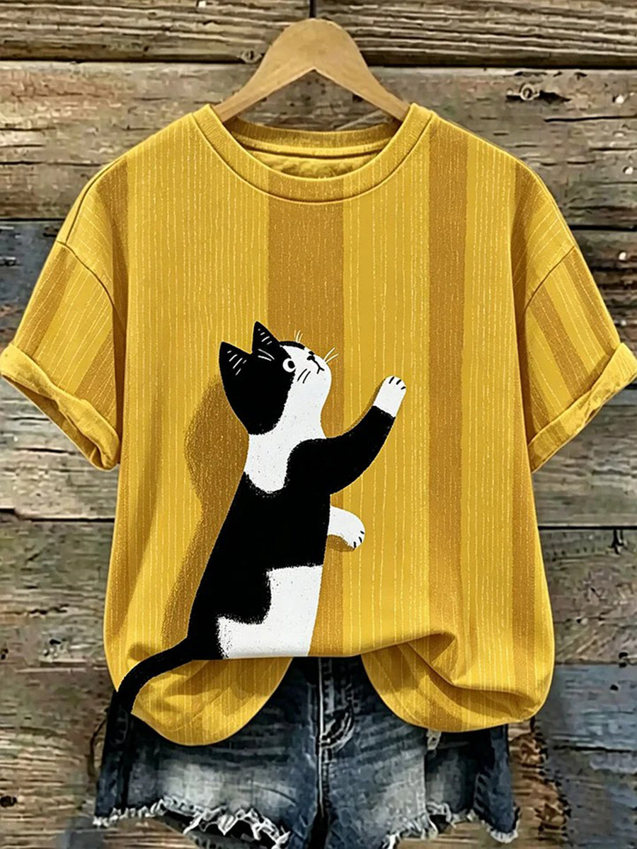 Women's Cute Cat Print T-shirt