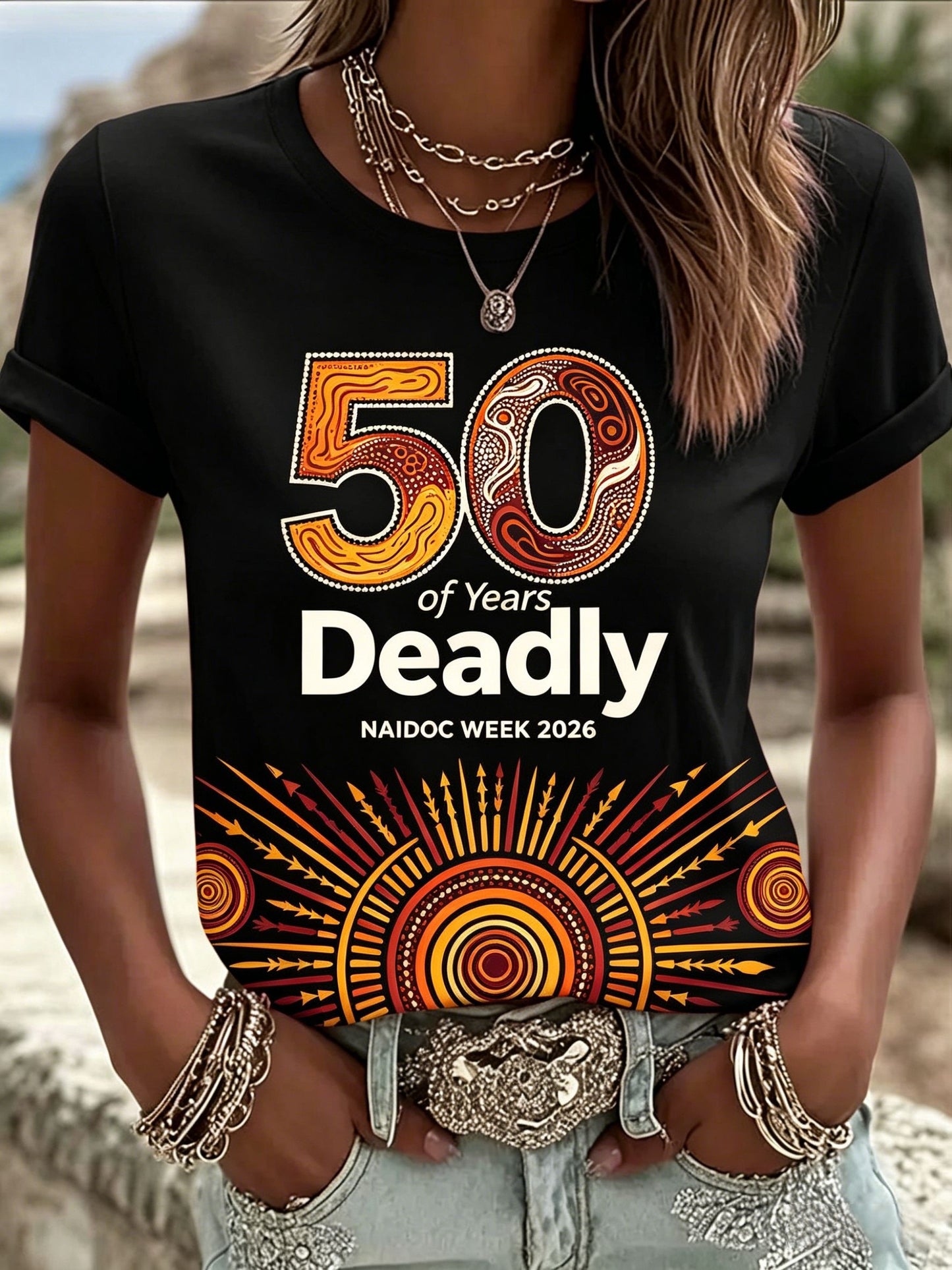 Women's AU Aboriginal Art NAIDOC Week Printed T-Shirt