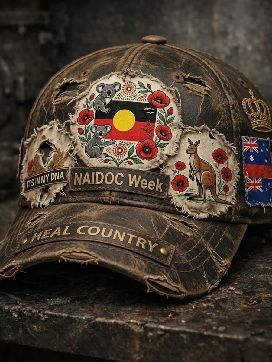 Unisex Retro Australian Commemorative Print Casual Cap
