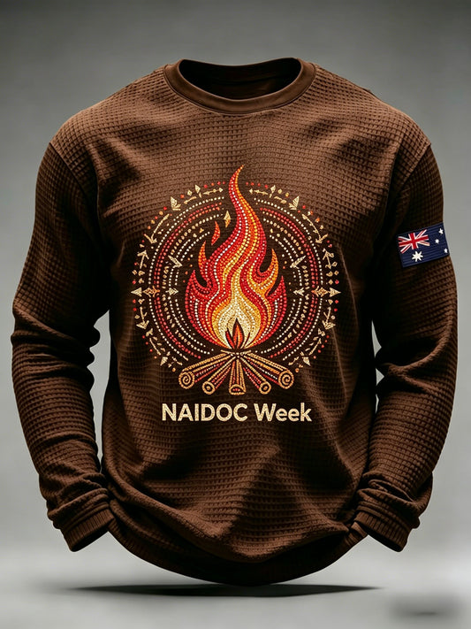 Men's AU Aboriginal Culture Printed Casual Waffle Top