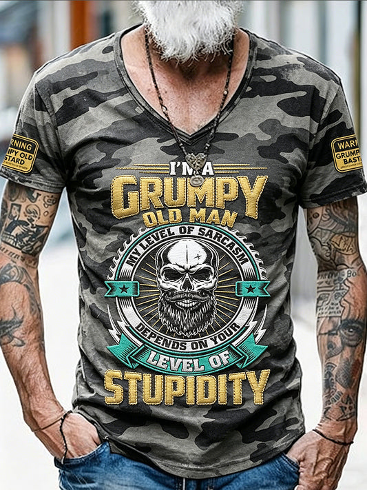Men's Old Fuckers Club Print Casual Short Sleeved Shirt