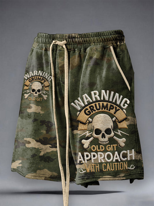 Men's 'warning grumpy old git approach with caution' shorts