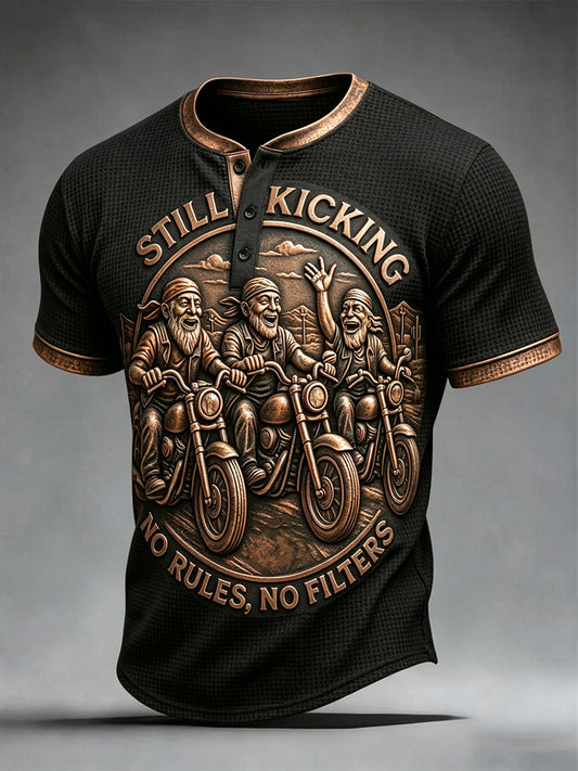 Men's clothing "still kicking no rules, no filters" waffle tops
