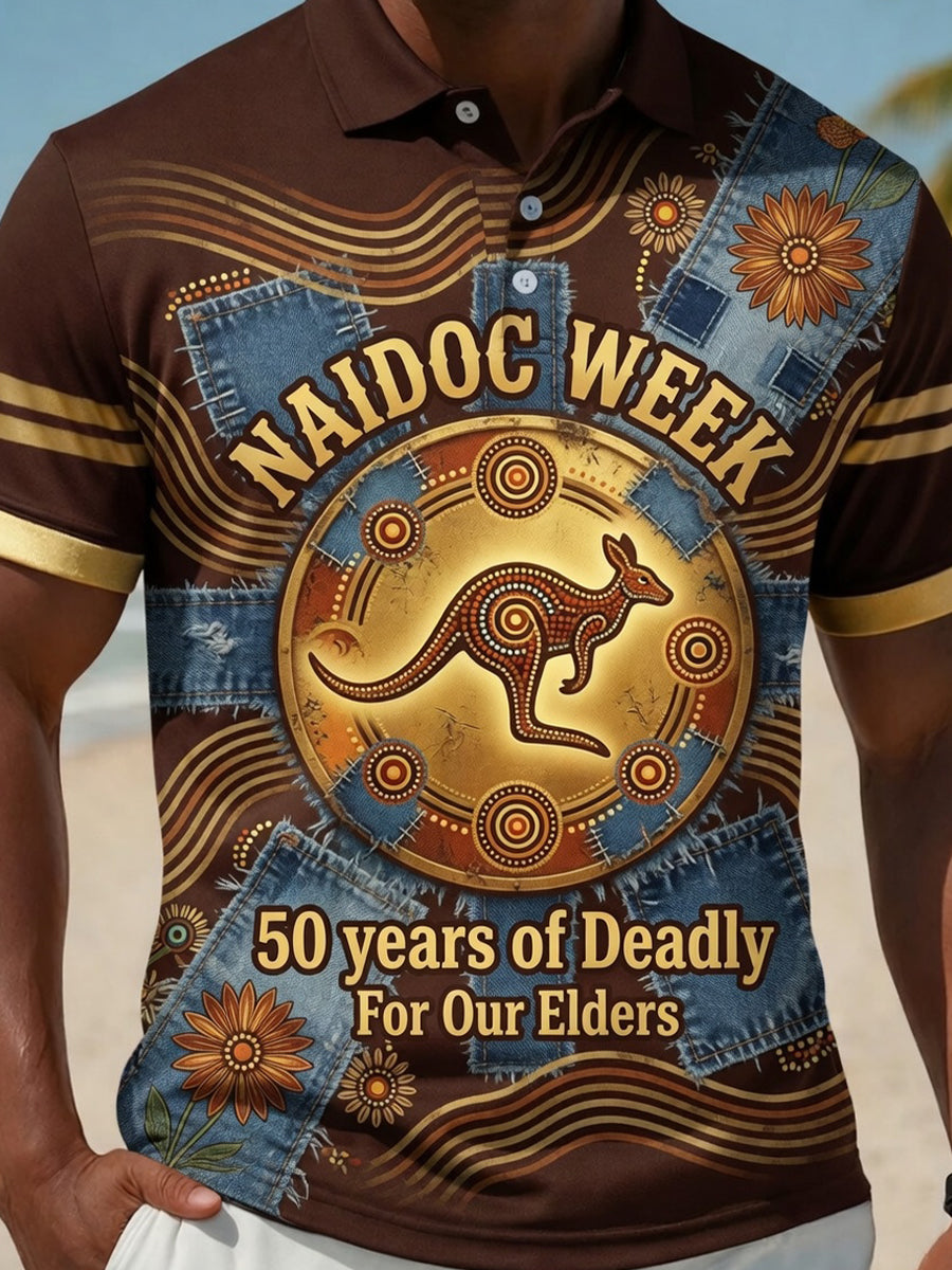 Retro Australian NAIDOC Week Art Print Casual Polo Shirt