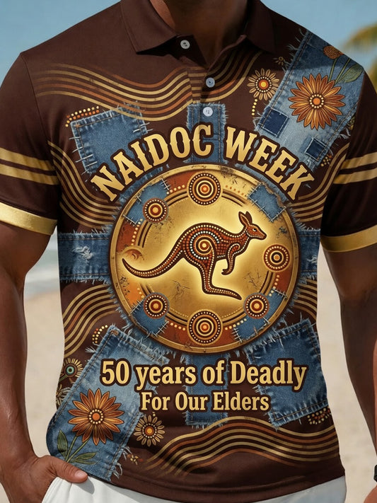 Retro Australian NAIDOC Week Art Print Casual Polo Shirt