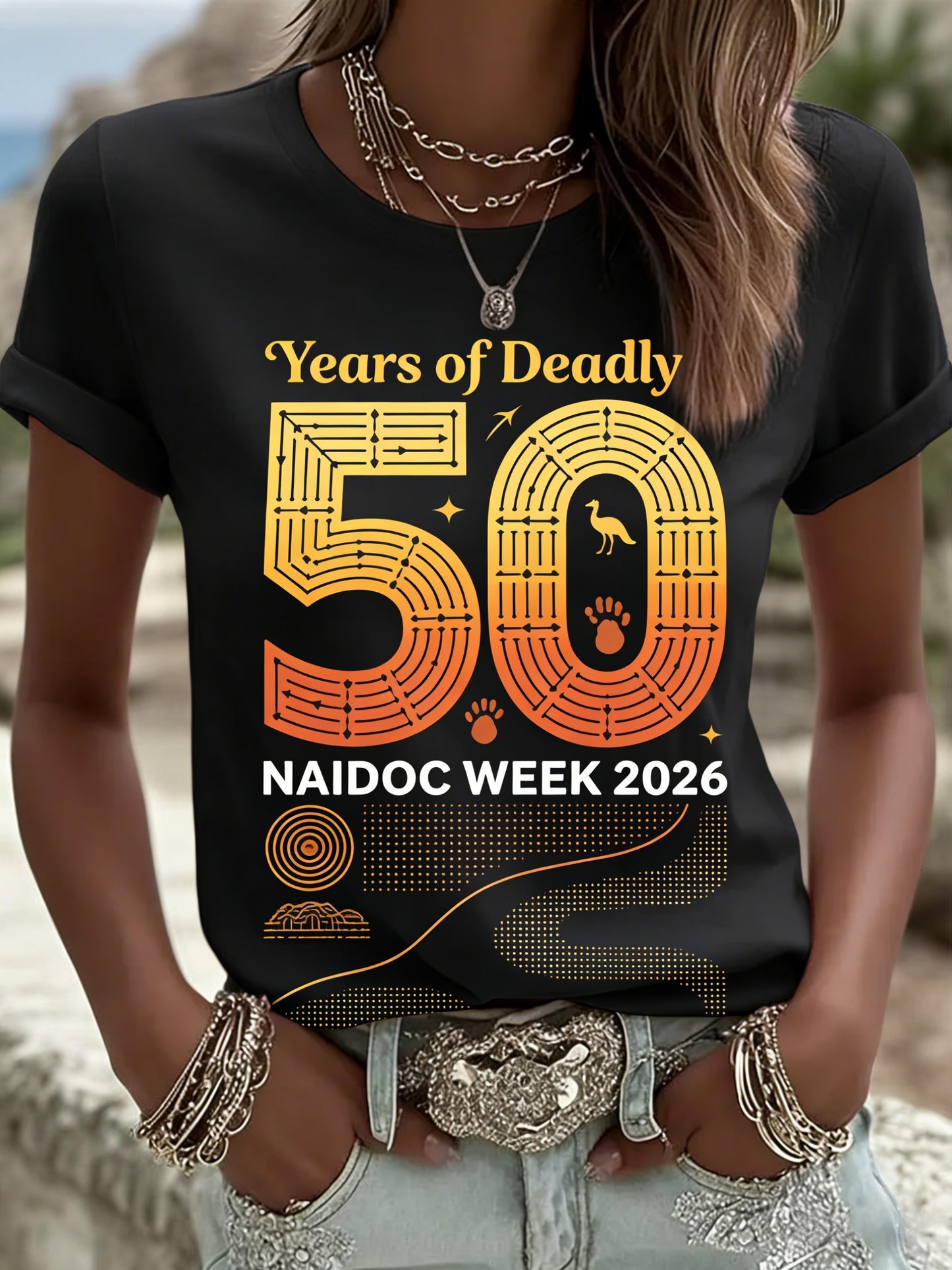 Women's AU Aboriginal Art NAIDOC Week Printed T-Shirt