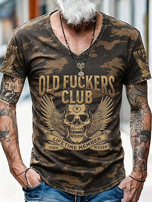 Old Fuckers Club Printed Vintage Fashion Loose Short Sleeve T-Shirt