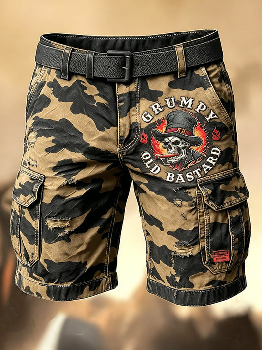 Men's Retro Vacation Business Old Fuckers Club Art Print Casual Shorts