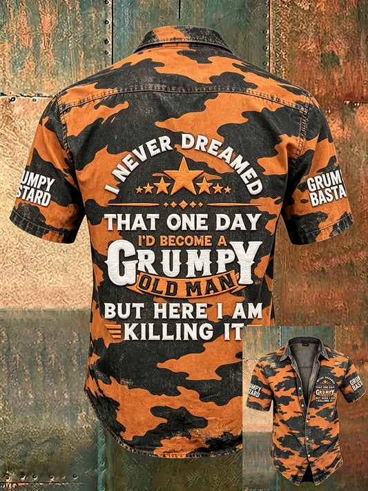 Men's Old Fuckers Club Print Casual Short Sleeved Shirt