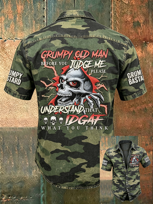 Men's Old Fuckers Club Print Casual Short Sleeved Shirt