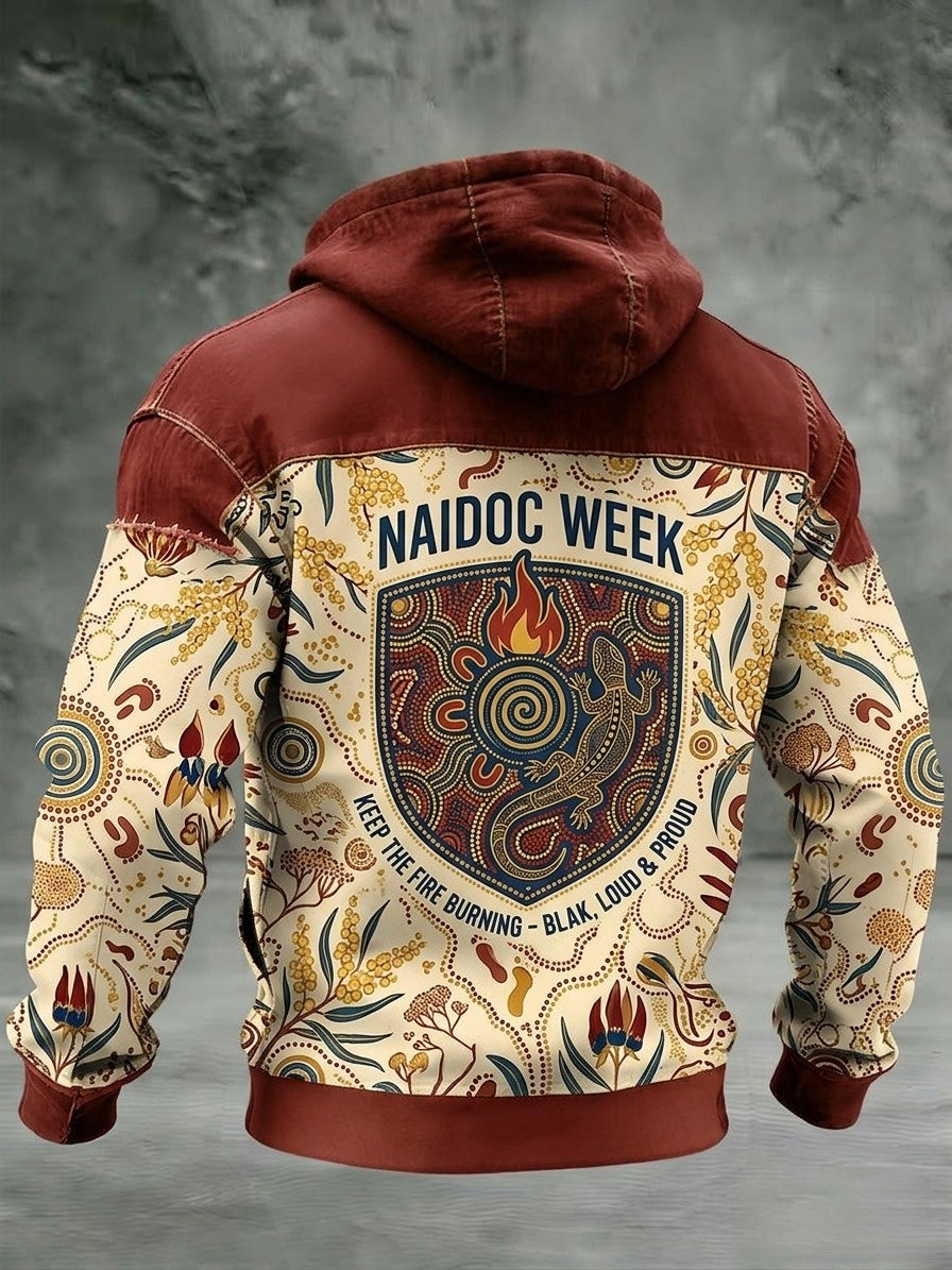 Men's AU Aboriginal Culture Long-Sleeve Zipper Hooded Jacket