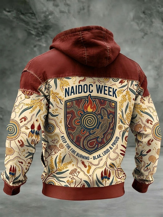 Men's AU Aboriginal Culture Long-Sleeve Zipper Hooded Jacket