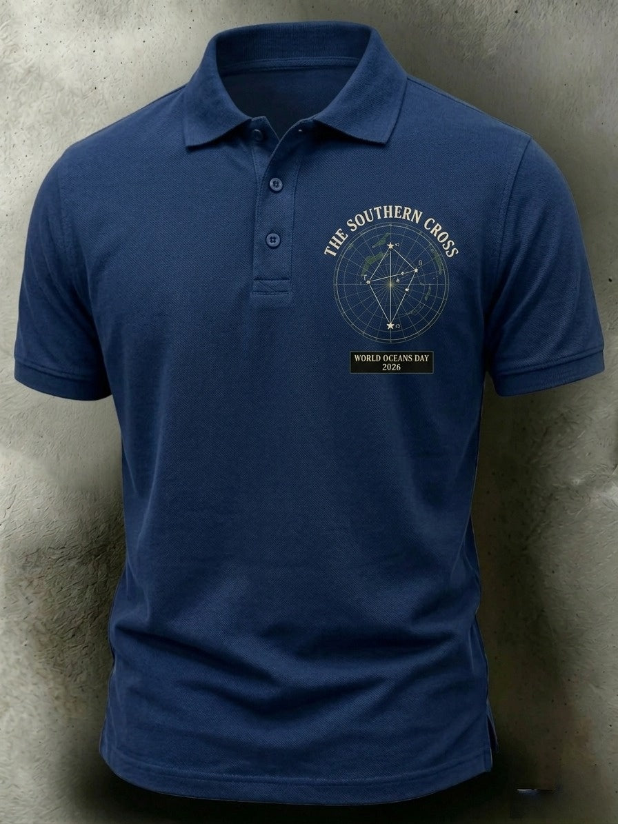 Retro Australian World Oceans Day Short-Sleeve Polo Shirt
