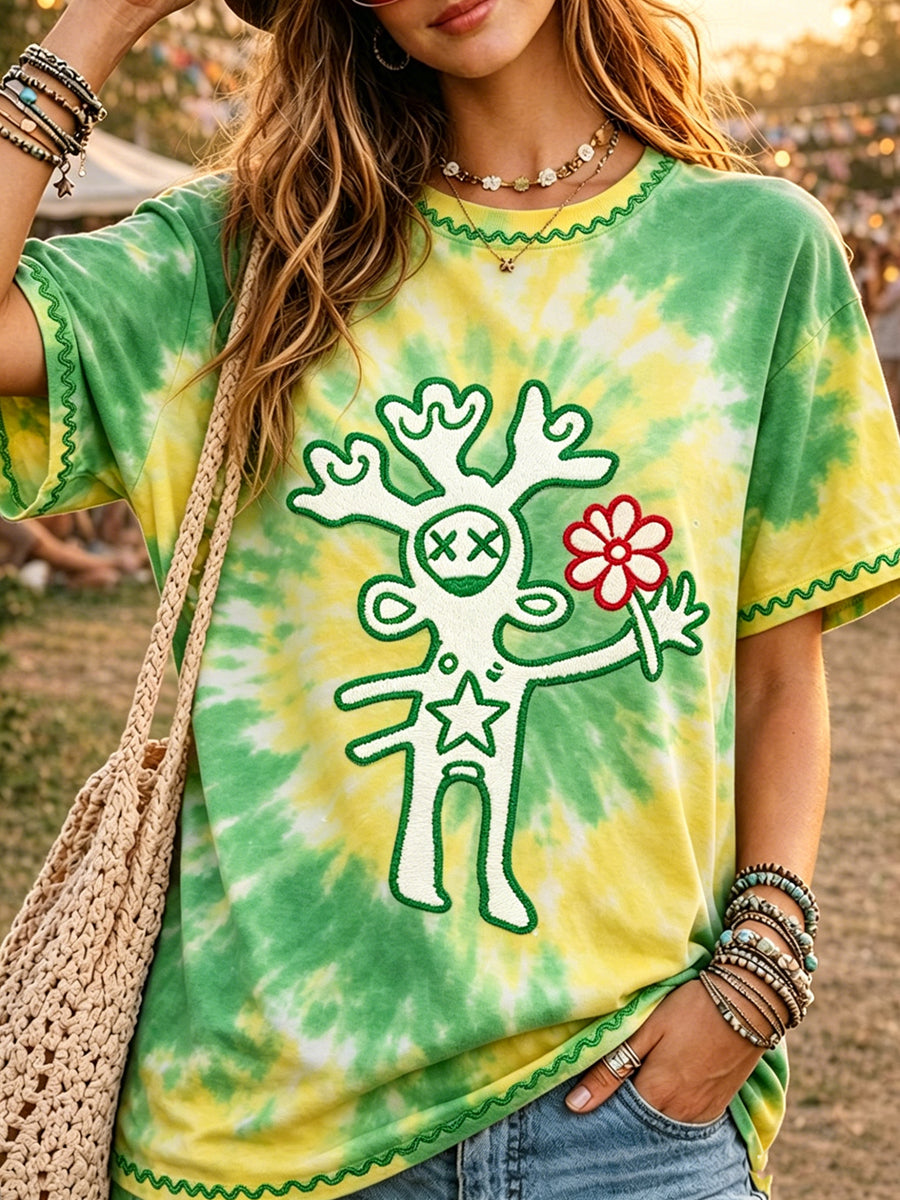 Women's Music Festival Printed Vintage Fashion Loose Short Sleeve T-Shirt