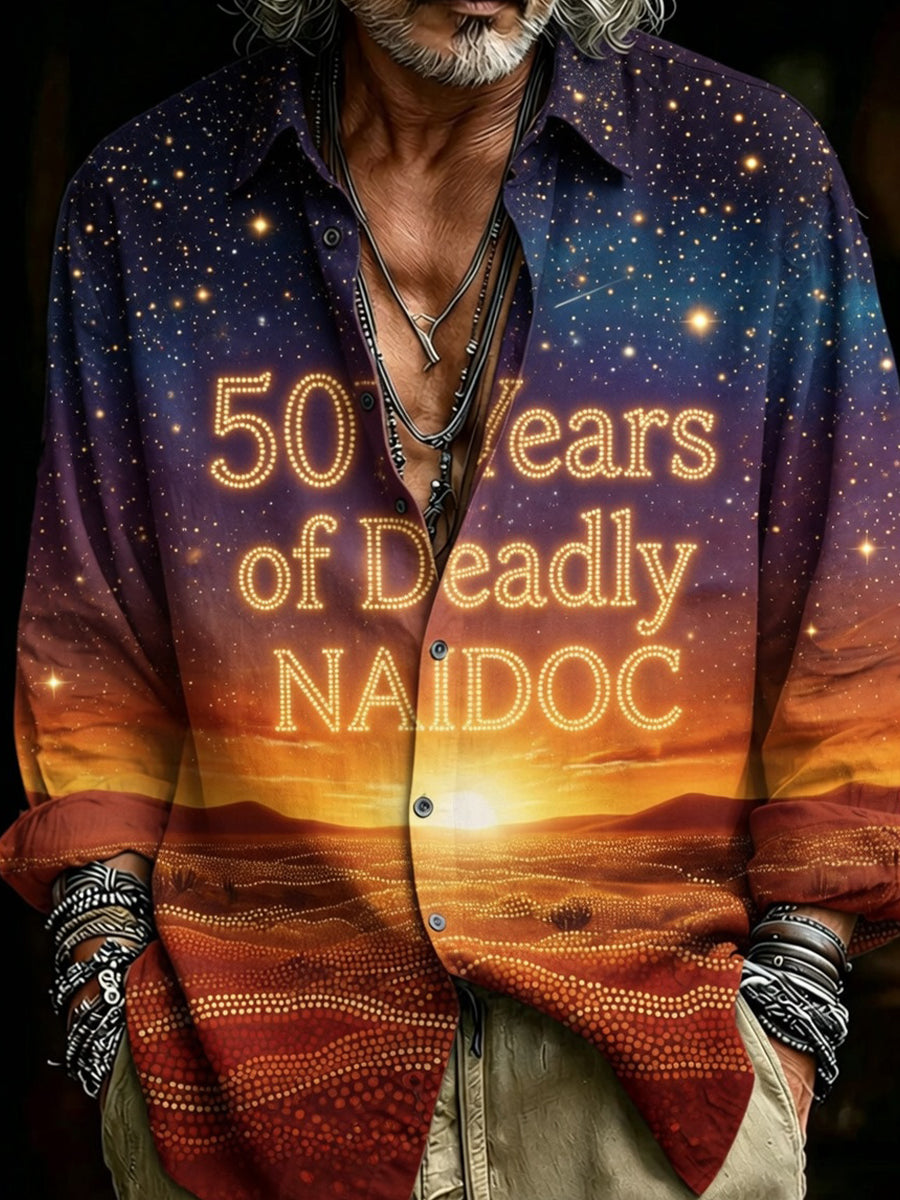 Vintage Australian-Style NAIDOC Art Print Casual Shirt