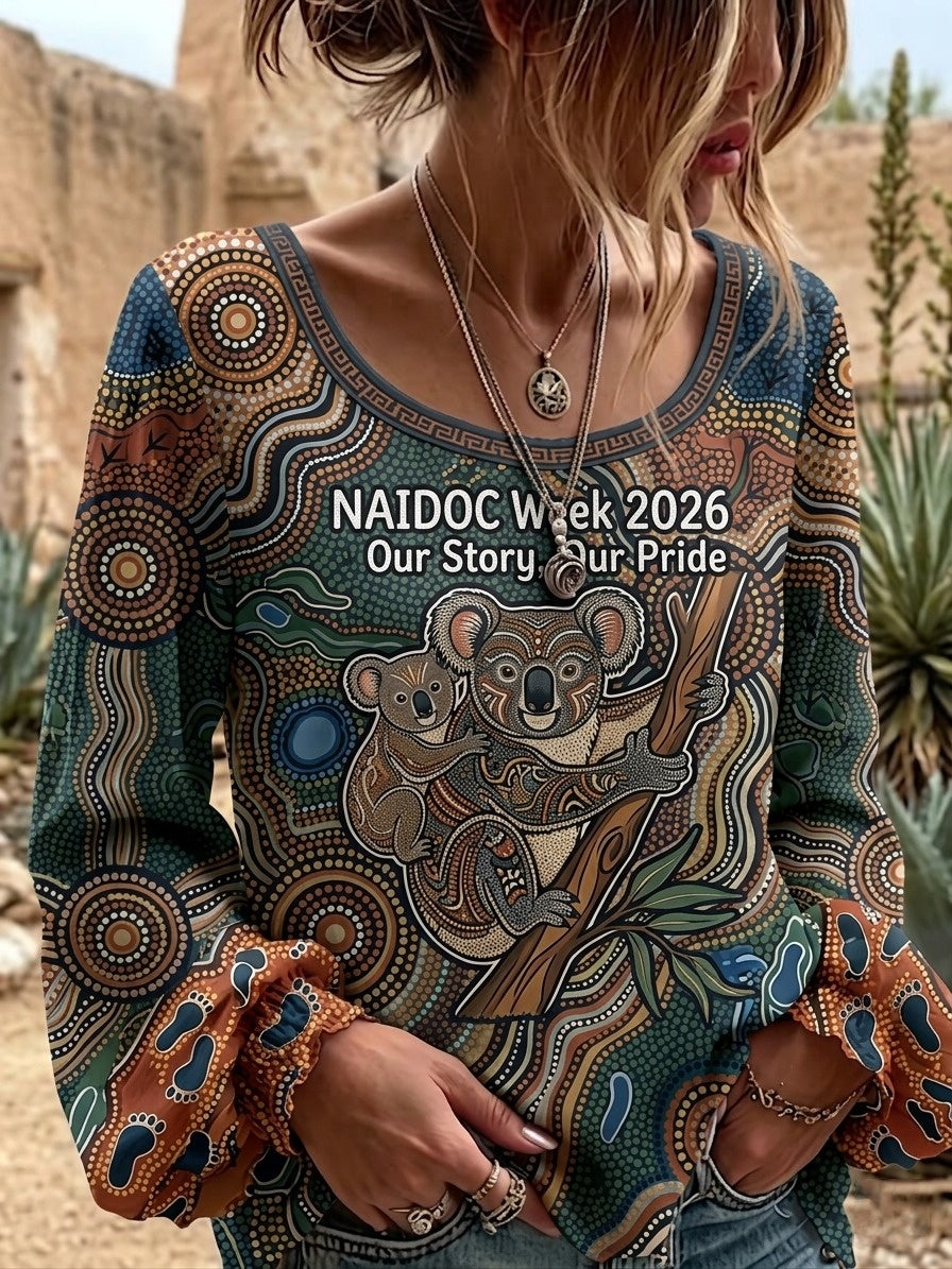 Women's AU Koala Aboriginal Art NAIDOC Week Printed Top