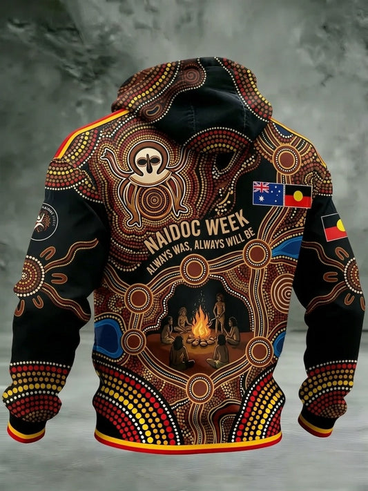 Men's AU Aboriginal Culture Long-Sleeve Zipper Hooded Jacket