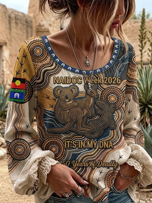 Women's AU Koala Kangaroo Aboriginal Art NAIDOC Week Printed Top