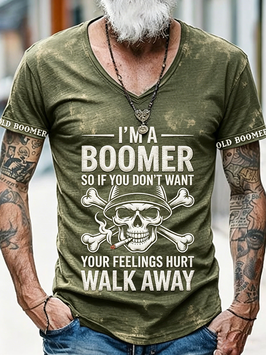 Men's Don't Piss Off Old Peopel Printed Vintage Fashion Loose Short Sleeve T-Shirt
