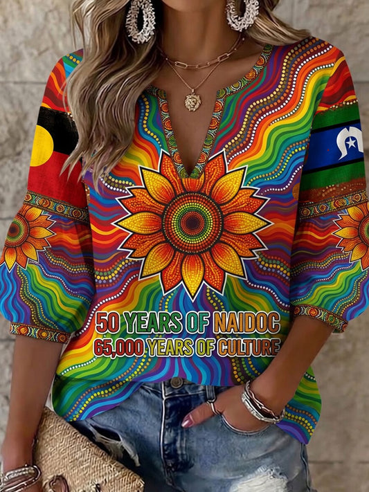Women's Vintage Australian Art Print Casual Top