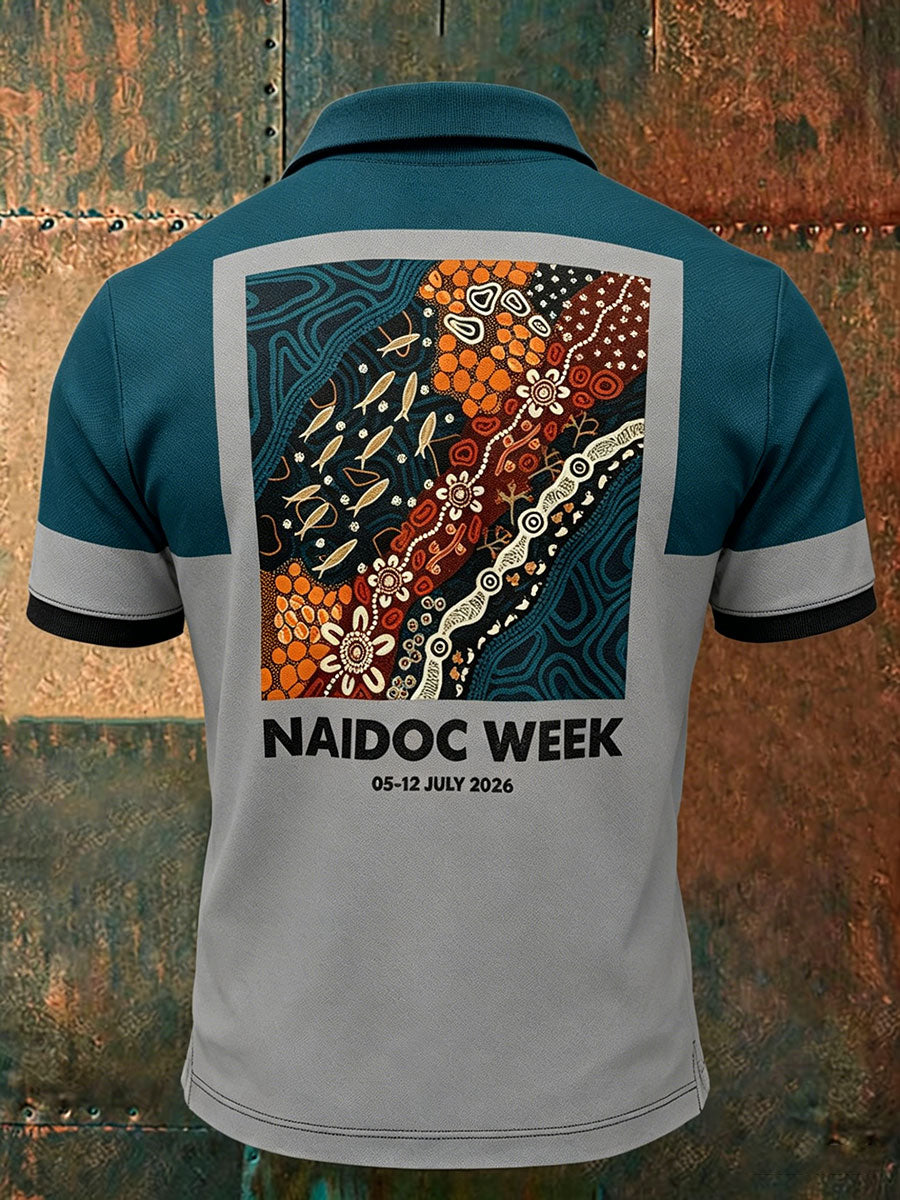 Men's AU Aboriginal Culture 50 Years of Deadly NAIDOC WEEK Printed Casual Tops